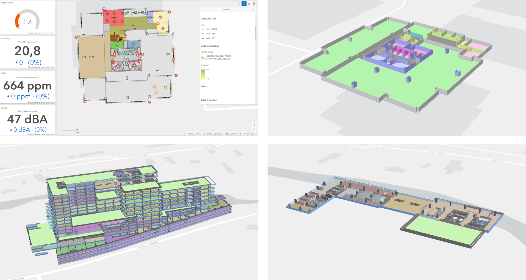 Indoor digital twin combining floor plans, sensors and 3D models