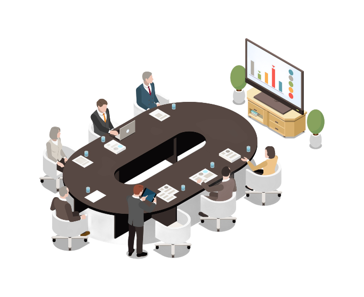 Geospatial specialists collaborating around a project table